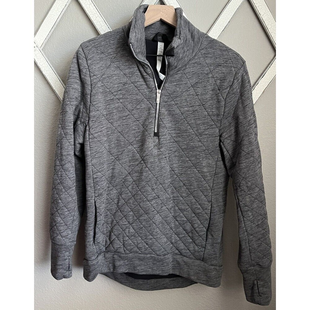 Lululemon Forever Warm 1/2 Zip Quilted Pullover Women's 10 - Gray